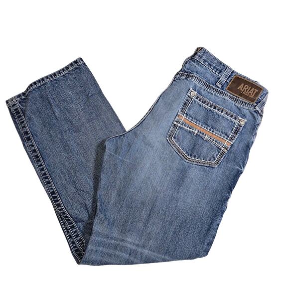 Ariat Men's Relaxed Boot Cut Jeans Medium Wash 100% Cotton Wais 17.5 IS 29 - Picture 1 of 14